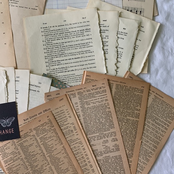 Over 50 vintage book pages for junk journals and paper crafts. Great variety! - Picture 8 of 12